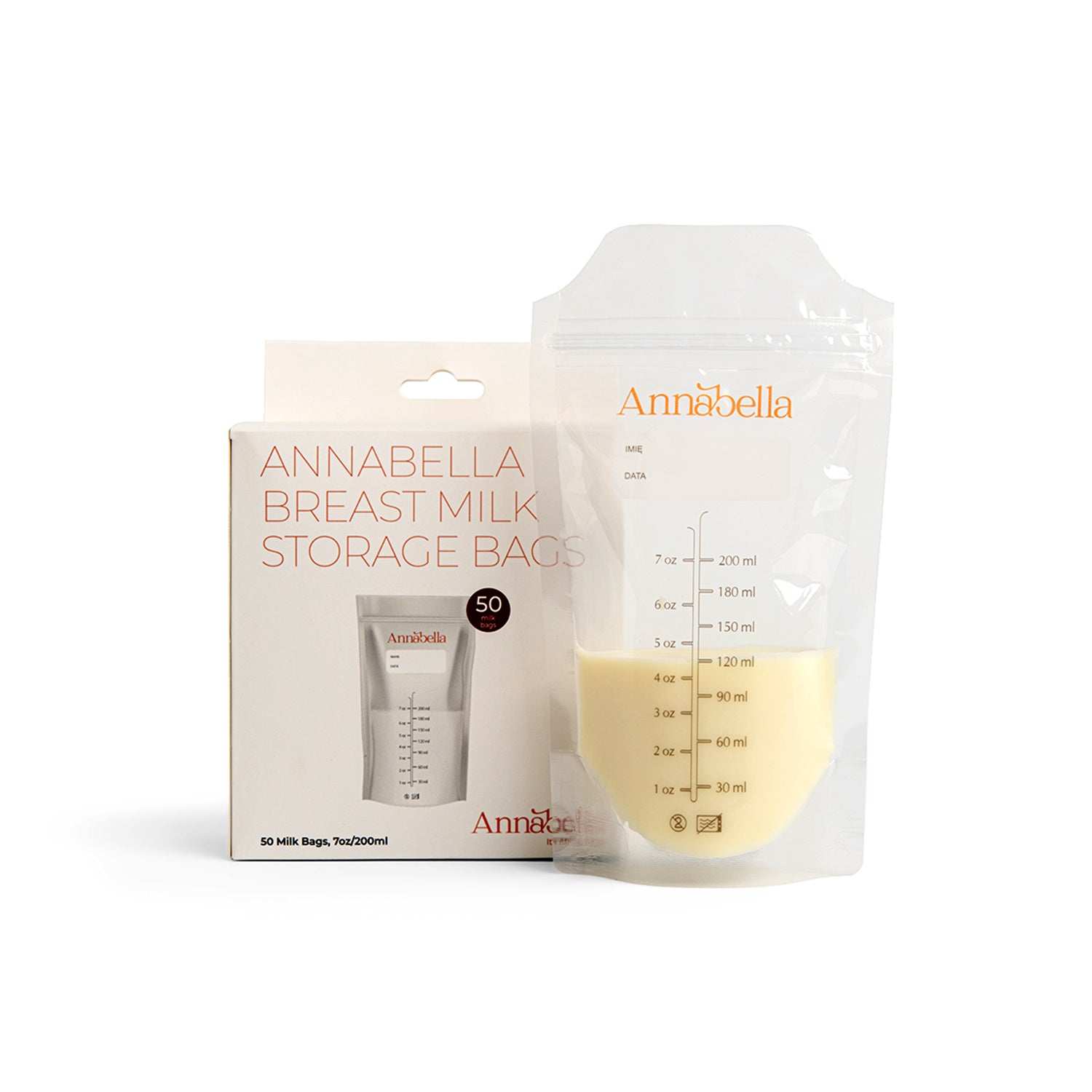 Annabella Breast Milk Storage Bags, 50 pieces, 200 ml, breast milk storage, with double seal